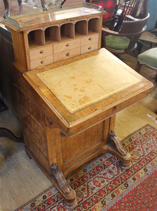 A Victorian walnut harlequin davenport, W.1ft 11.5in.